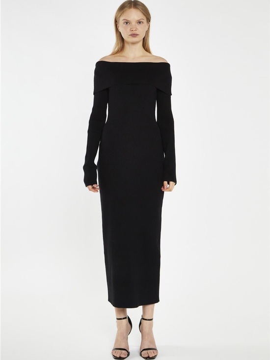 Bardot Dresses & Skirts - Bardot Black Off-Shoulder Long Sleeve Midi Dress